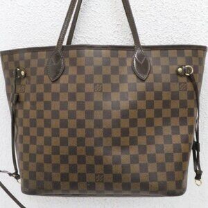 Louis Vuitton Neverfull MM Damier Ebene Tote Bag Red Interior with Pouch *READ*